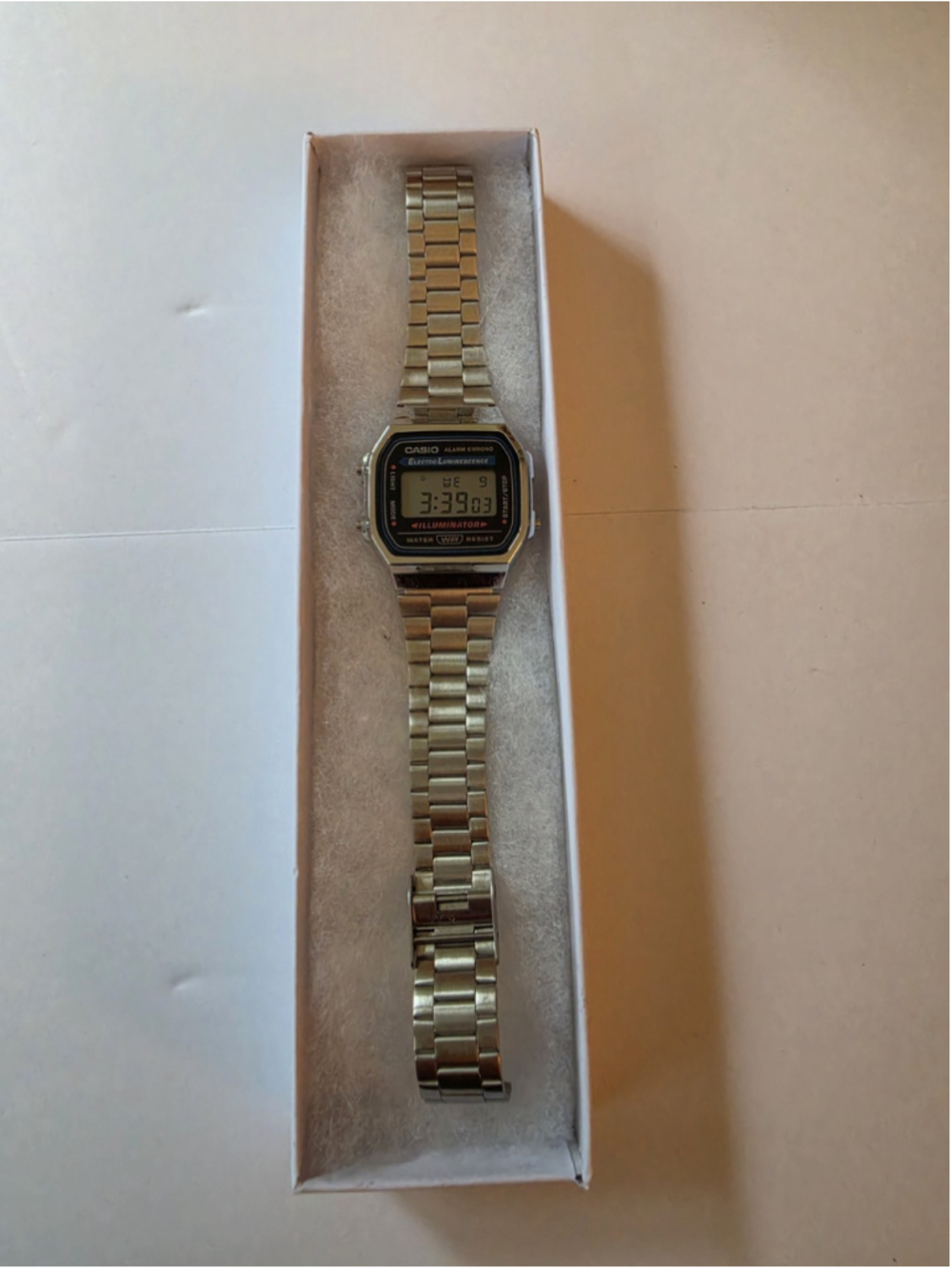Casio A168WA-1 Vintage Digital Watch Silver Illuminator - Excellent Condition